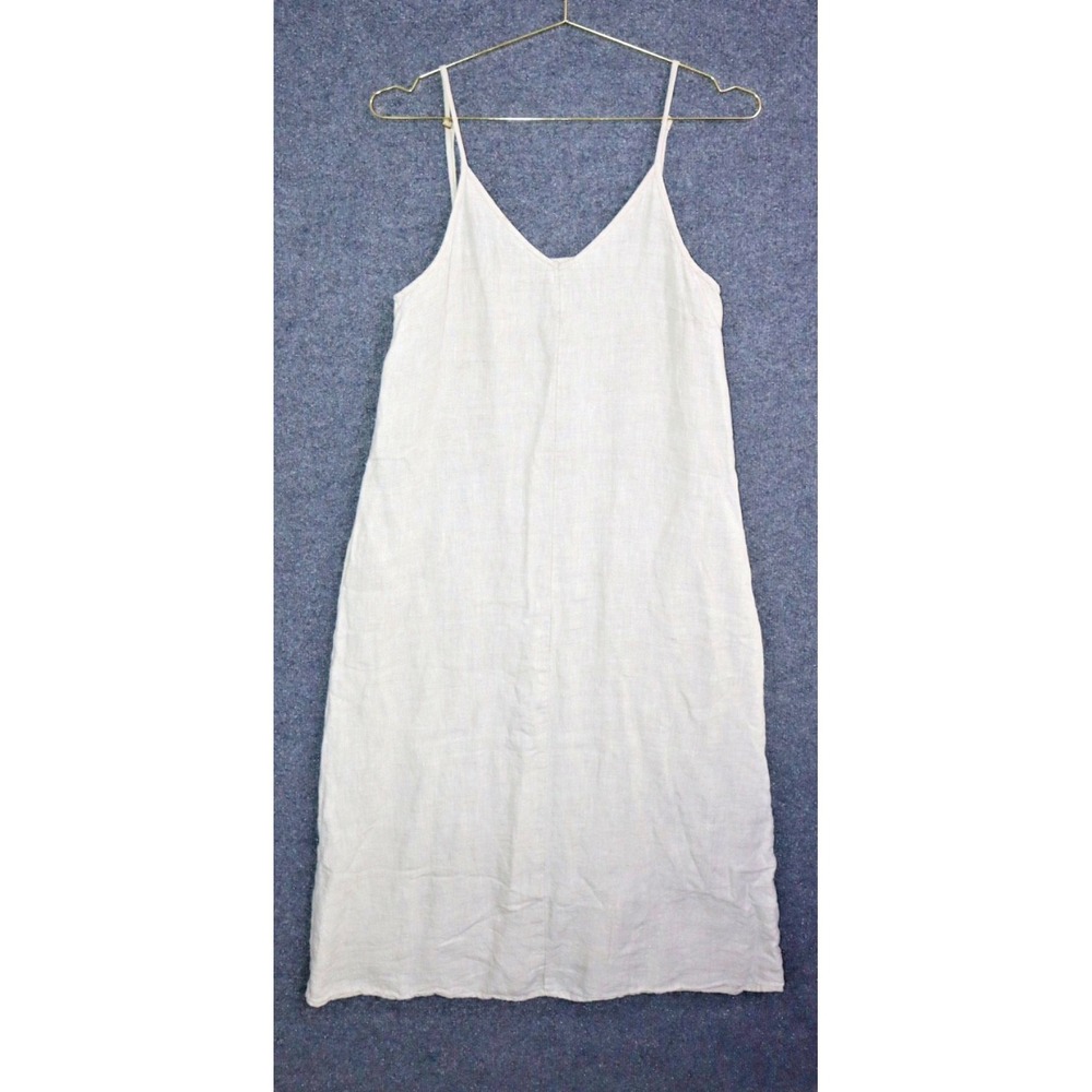 Laude The Label Dress Women‎ S /M Beige 100% Oragnic Linen Lined Midi